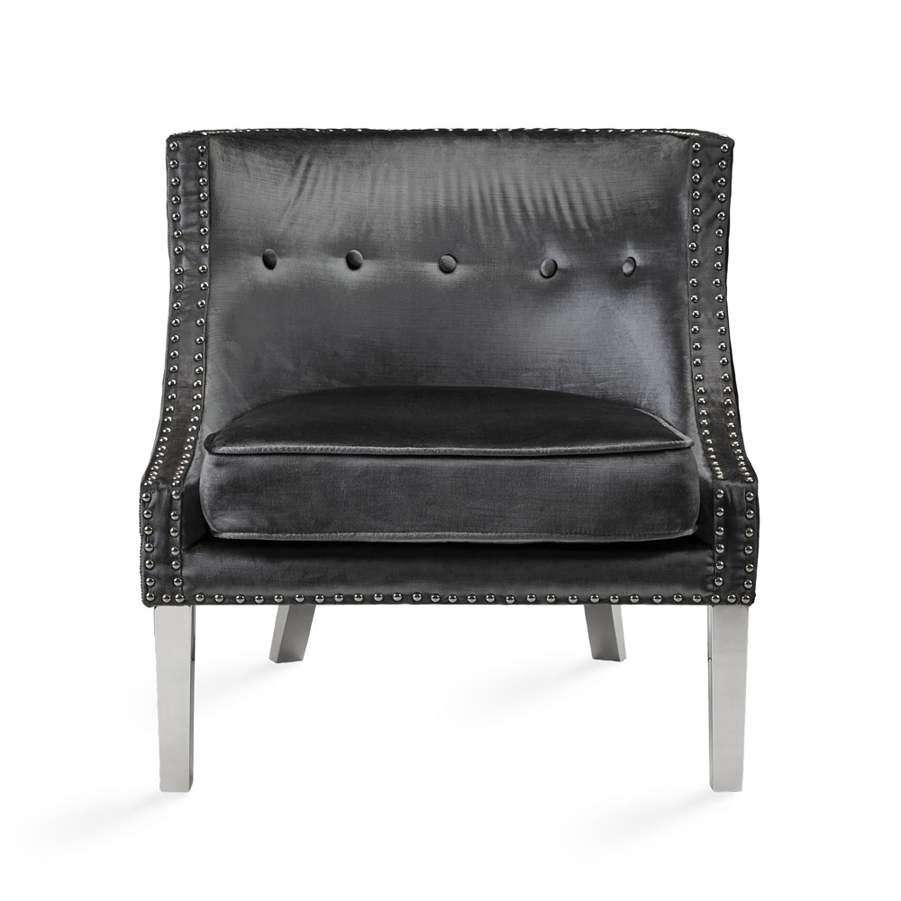 Lucy Accent Chair: Charcoal Velvet